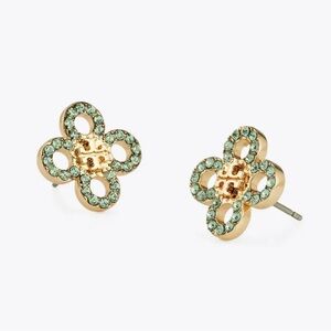 Tory Burch Small Kira Clover Pave Stud earrings